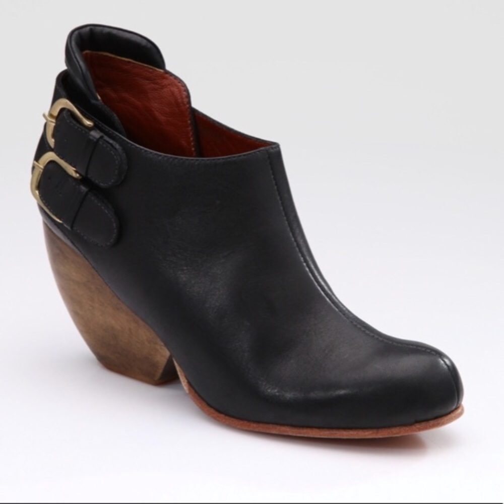 Rachel Comey Barbaro Black Bootie Wood Heel 8